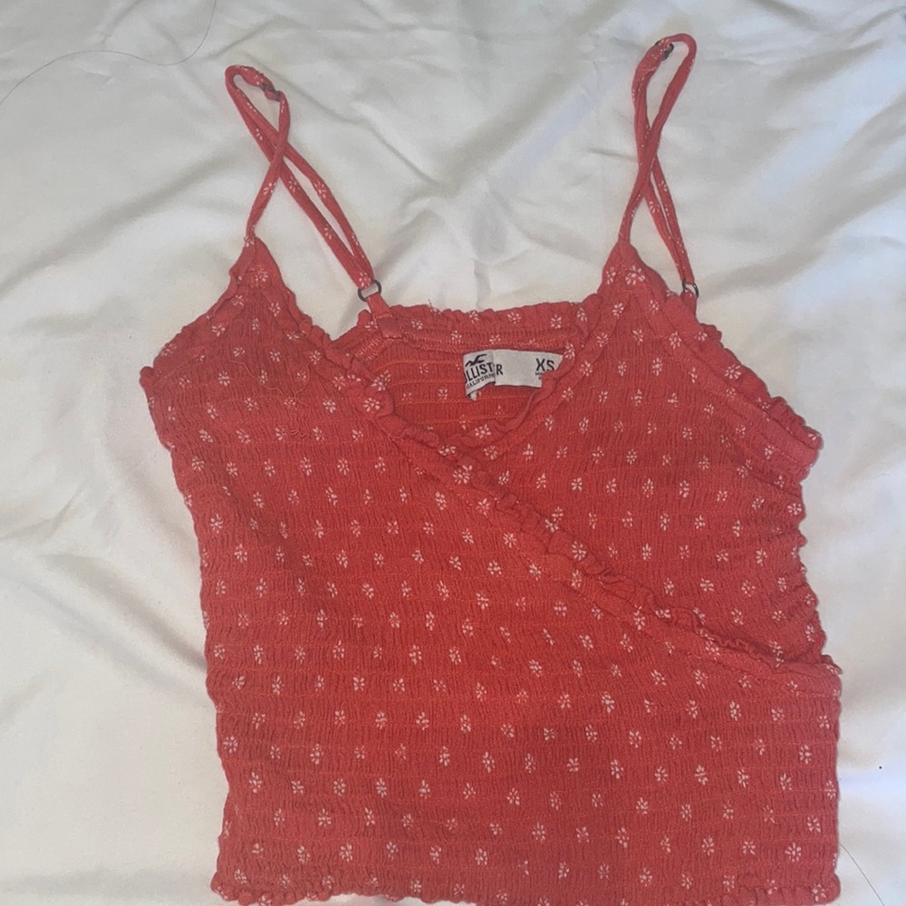Red Hollister ribbed tank top
